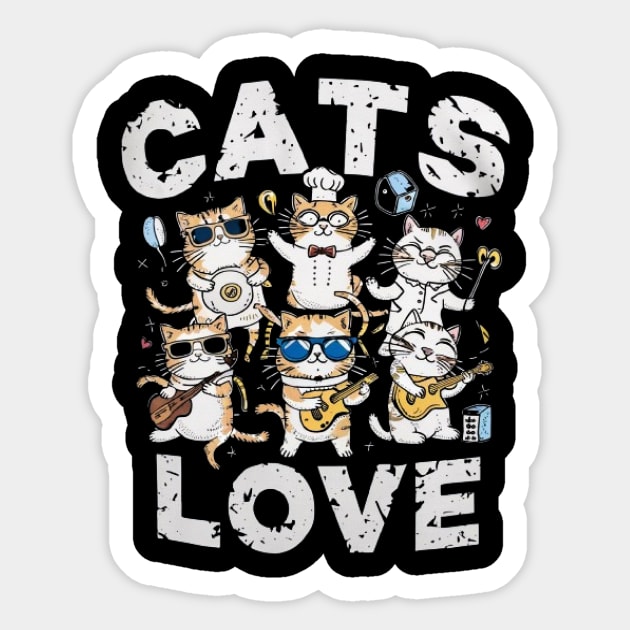 Cats Love Funny Cat lovers shirt Sticker by ARTA-ARTS-DESIGNS